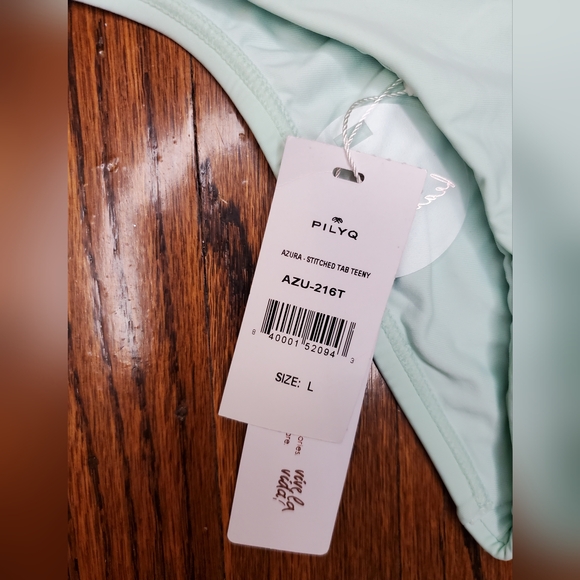 PILYQ NWT Azura Smoked Mint Green Bandeau & Smoked Teeny Bikini Bottom Set Sz L - Picture 8 of 15